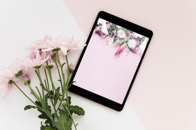 Download Tablet mockup with flowers PSD file | Free Download