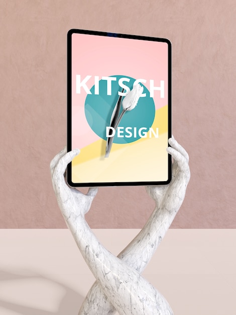 Download Tablet mockup with kitsch concept PSD file | Free Download