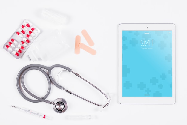 Download Tablet mockup with medical concept PSD file | Free Download