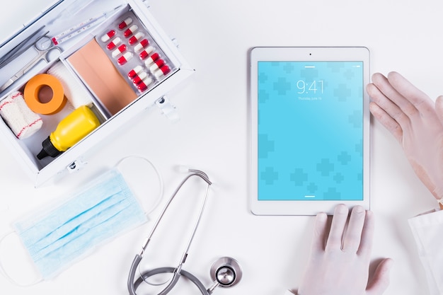 Download Tablet mockup with medical concept PSD file | Free Download