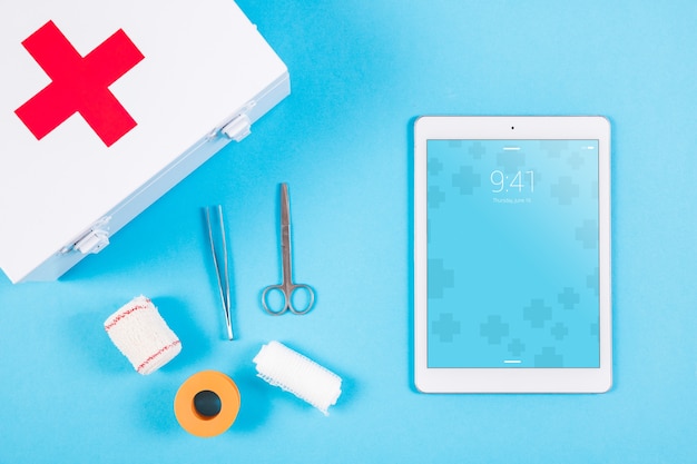 Download Tablet mockup with medical concept PSD file | Free Download