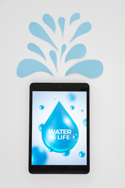 Download Tablet mockup with water concept | Free PSD File