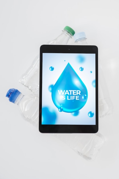Download Tablet mockup with water concept | Free PSD File
