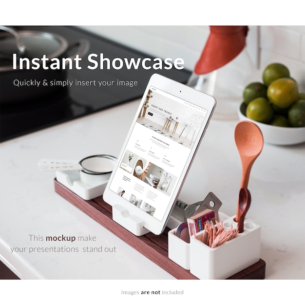 Download Free Psd Tablet With Kitchen Elements Mock Up