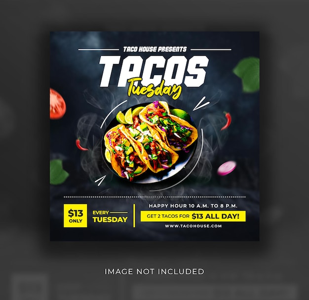 Premium PSD | Tacos social media post template for food restaurant ...