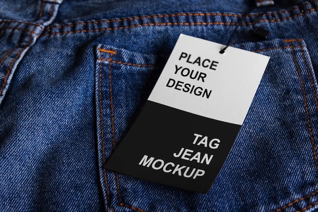 Premium PSD | Tag jeans mockup design