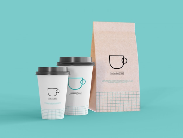 Download Premium PSD | Take away coffee cup and paper bag mockup