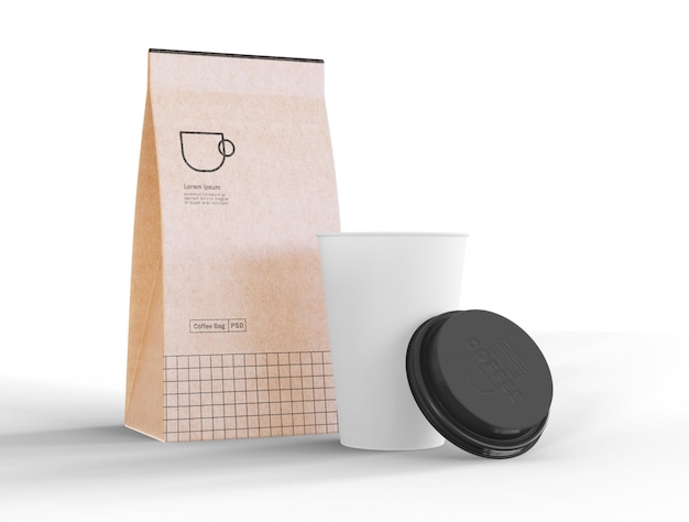 Download Free Psd Take Away Coffee Cup And Paper Bag Mockup PSD Mockup Templates