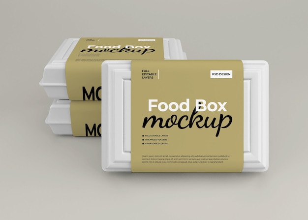 Premium Psd Take Away Food Box Mockup For Fast Food Packaging