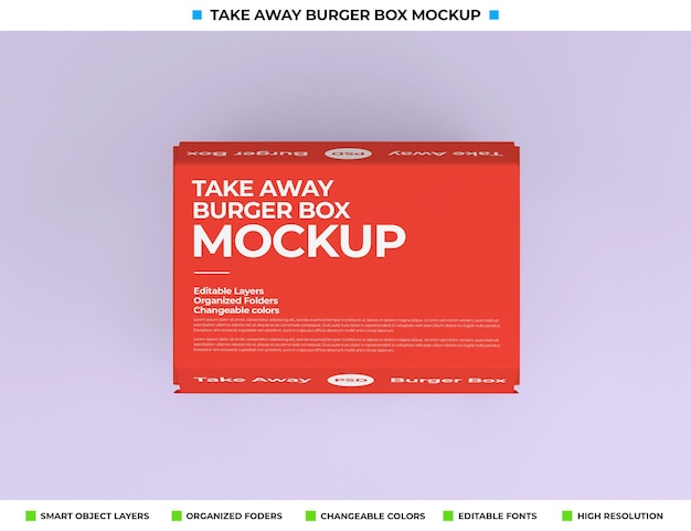 Premium Psd Take Away Food Box Package Mockup Design