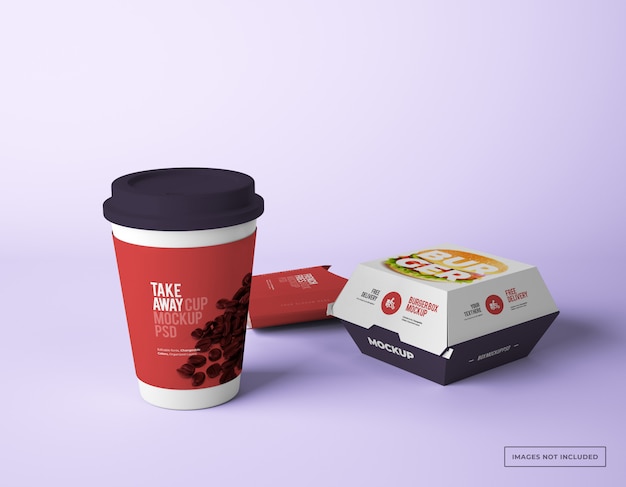 Download Take away paper cup with french fries box and burger box ...