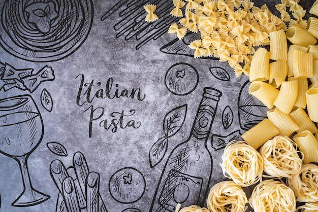 Download Tasty italian pasta with mock-up | Free PSD File