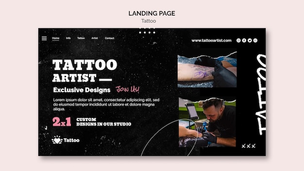 Free PSD | Tattoo artist landing page template