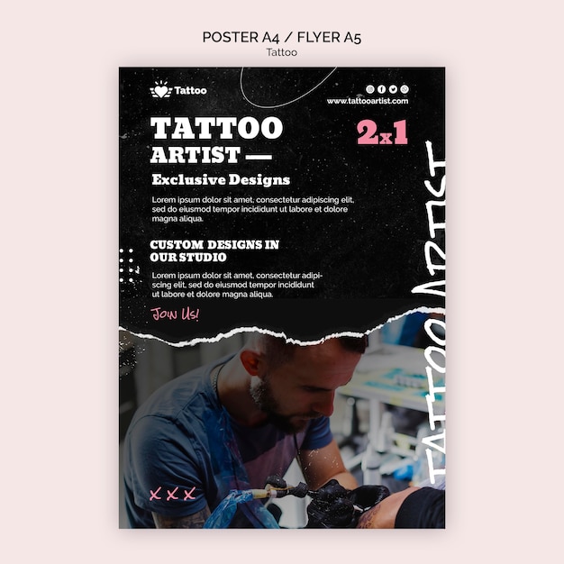 Free PSD | Tattoo artist poster template