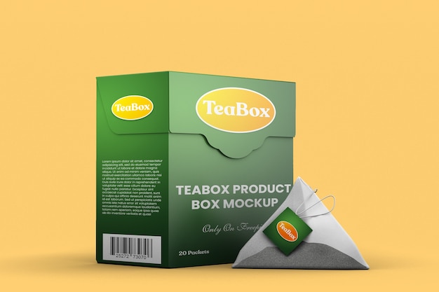 Download Premium PSD | Tea product branding box mockup with teabag