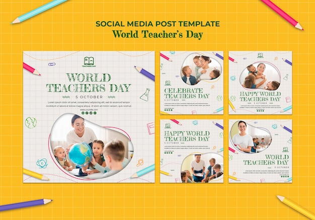 Free PSD | Teacher's day social media post template