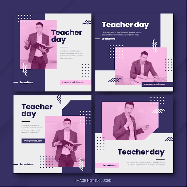 Teachers day instagram post bundle template Premium Psd