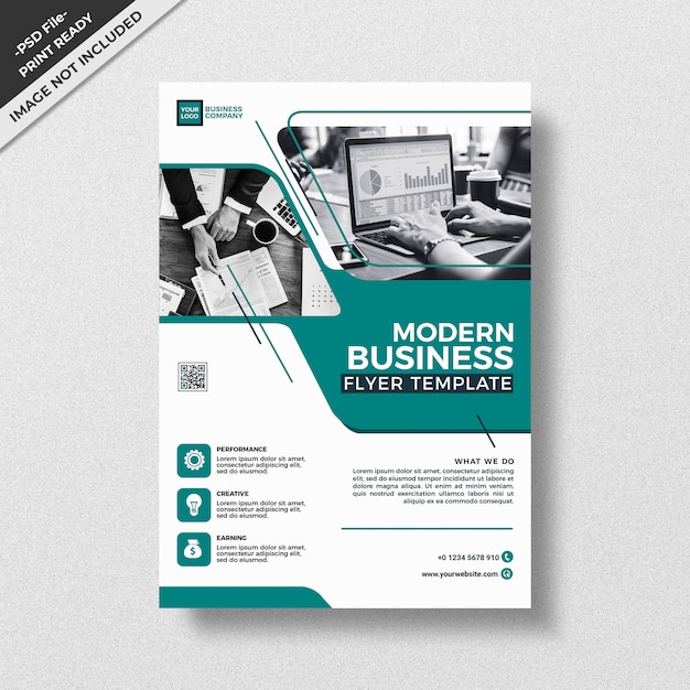 Premium PSD | Teal modern business design flyer template style