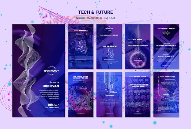 Free PSD  Tech & future concept instagram stories template