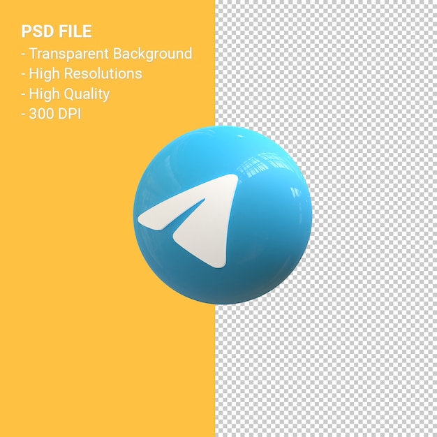 Download Premium PSD | Telegram logo 3d icon rendering isolated