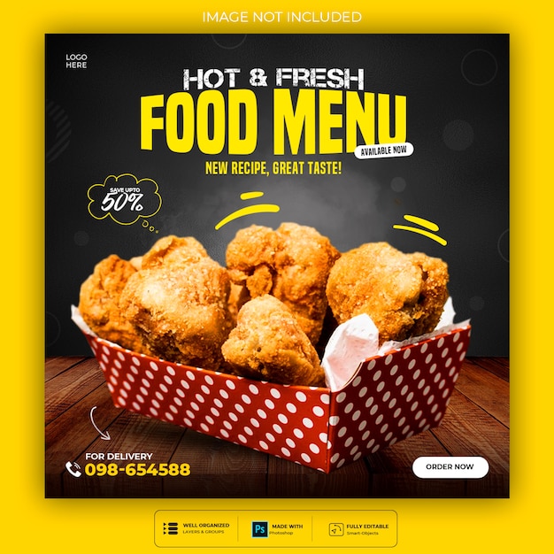 Premium PSD | Template for food menu for social media post