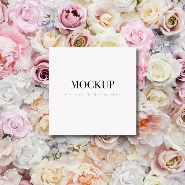 Download Template mockup frame on flowers | Free PSD File