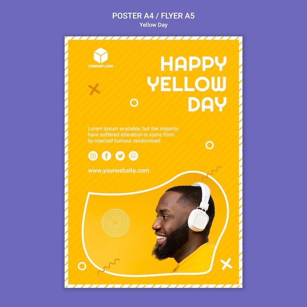 Download Template for poster with yellow day | Free PSD File