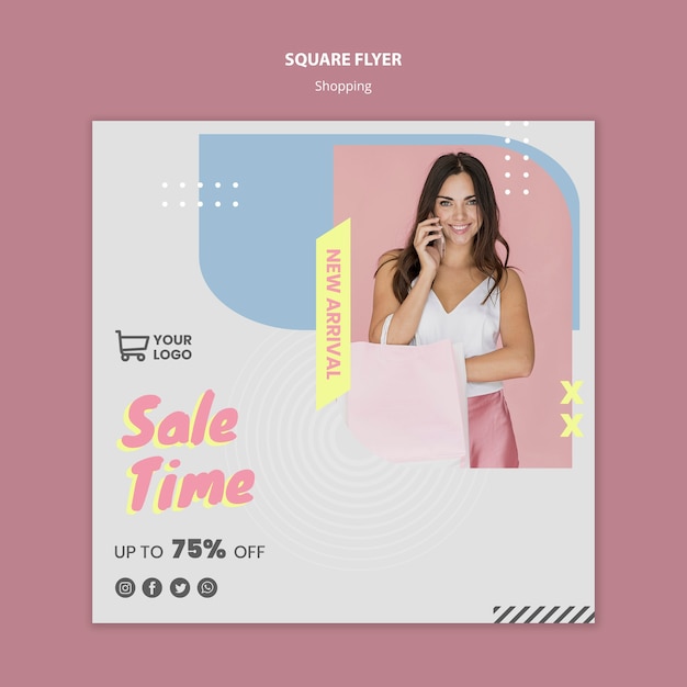 Download Free Psd Template Square Flyer Shopping Sale PSD Mockup Templates