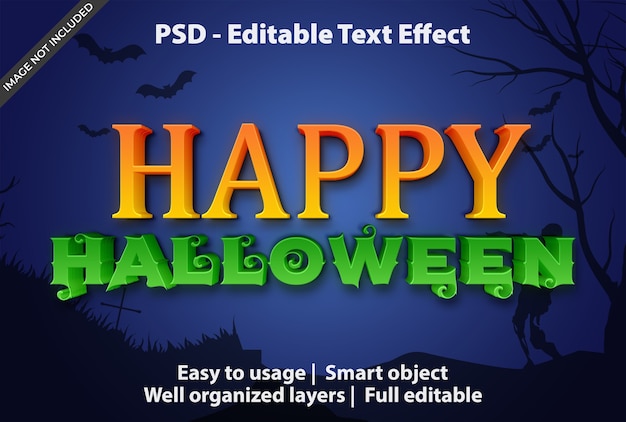 Premium PSD | Text effect happy halloween template