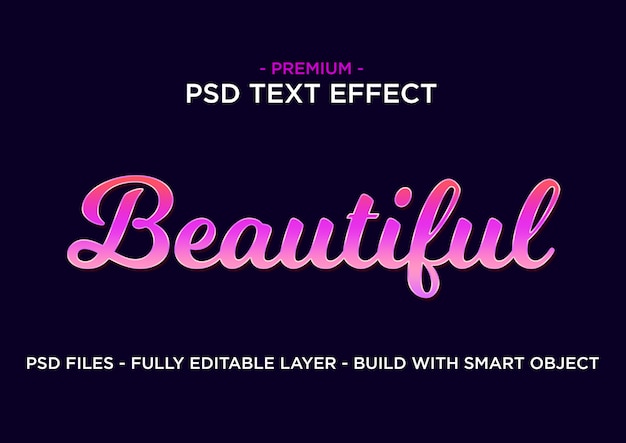 Premium PSD | Text effect style. beautiful pink purple.