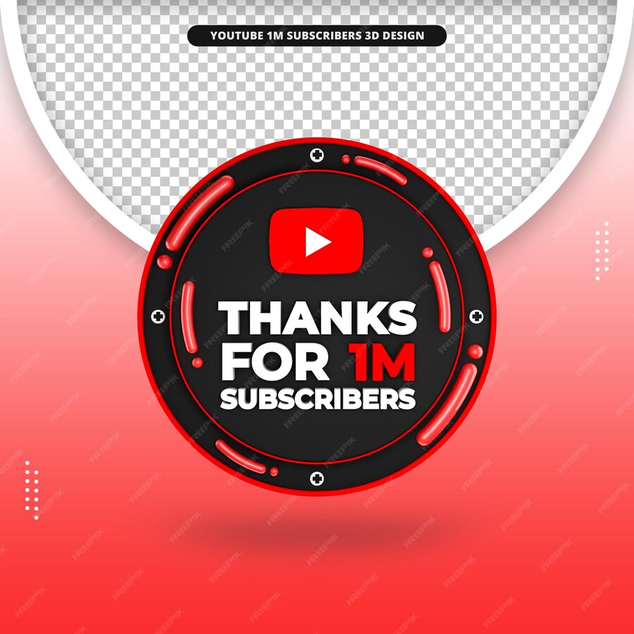 Premium PSD | Thanks for 1m subscribers 3d front render icon for youtube