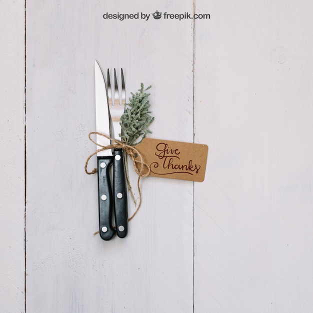 Download Thanksgiving mockup with cutlery | Free PSD File
