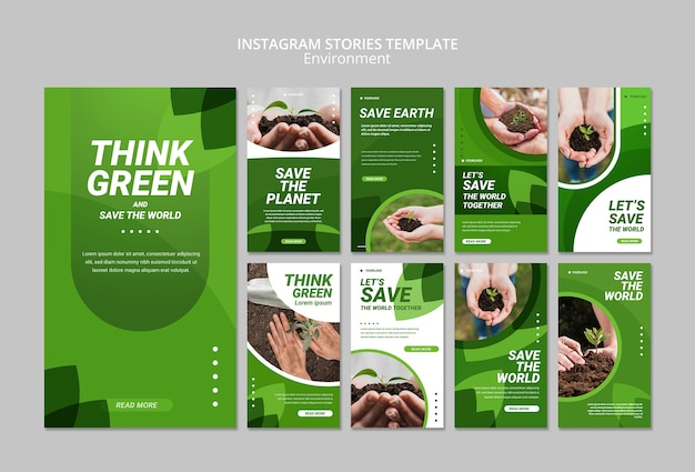 Download Free Psd Think Green Instagram Stories Template PSD Mockup Templates