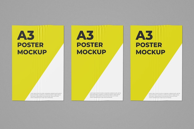 Download Premium PSD | Three a3 poster mockup