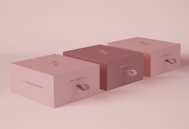 Download Three boxes packaging mockup | Premium PSD File