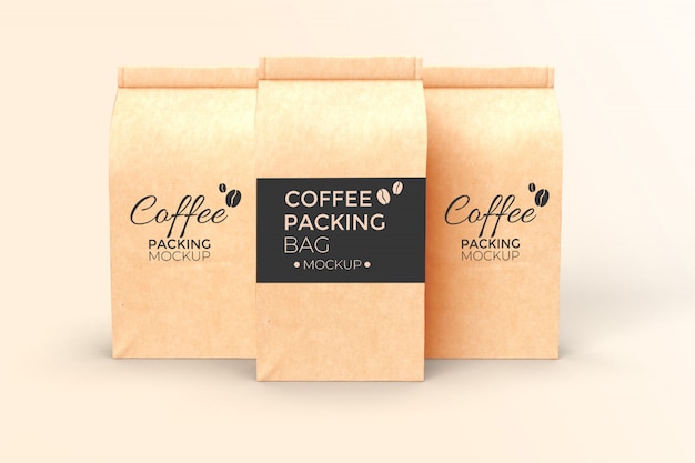 Download Three coffee paper bag mockup psd | Premium PSD File