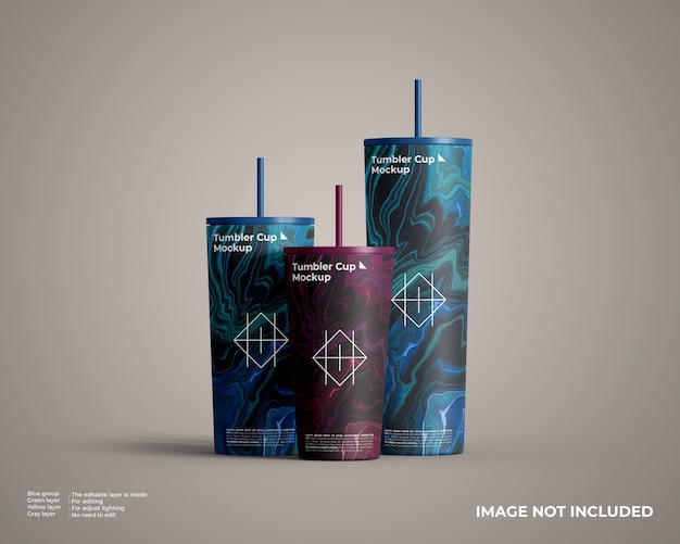 Download Premium PSD | Three different sizes tumbler cup mockup ...