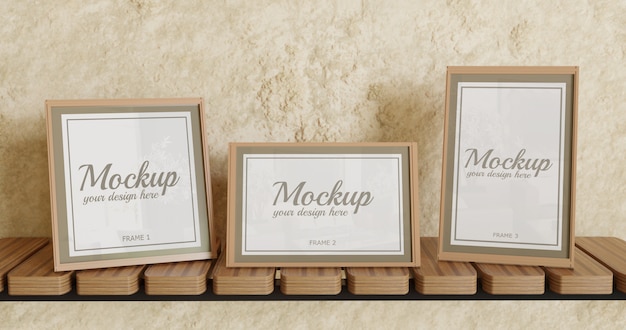 Download Premium PSD | Three poster frame mockup with different ...