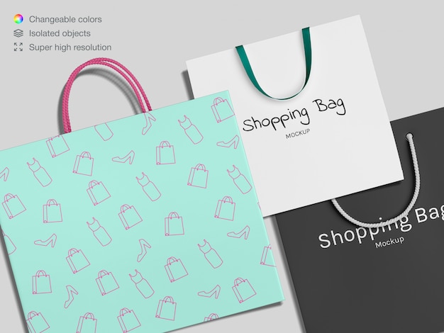 Download Premium PSD | Three realistic top view shopping paper bags ...