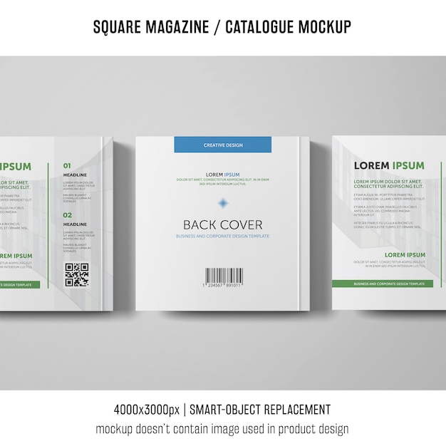 Three square magazine or catalogue mockups PSD Template