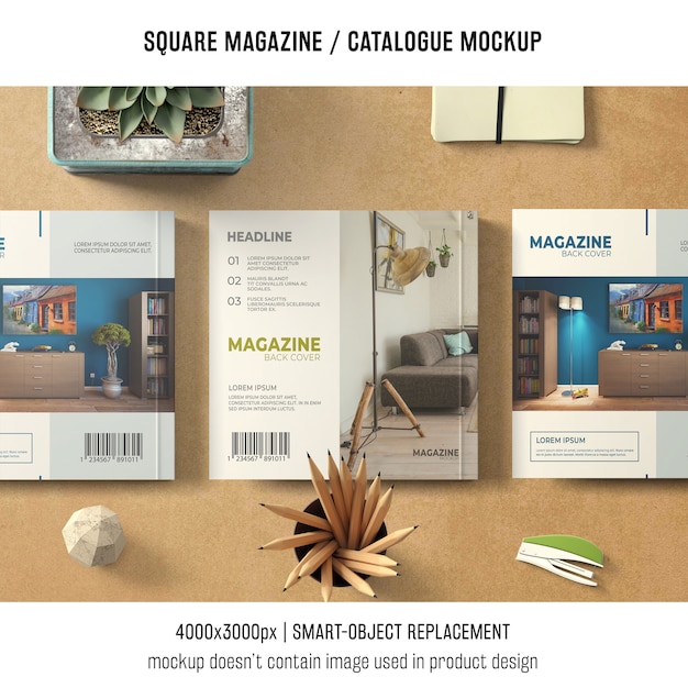 Download Three square magazine or catalogue mockups PSD file | Free Download