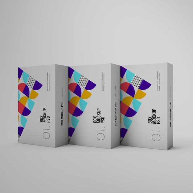 Download Premium PSD | Three standing boxes mockups