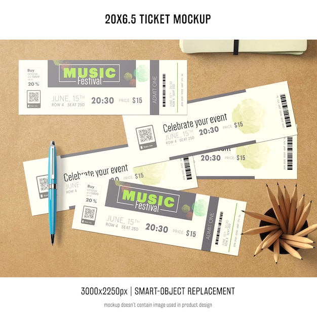 Download Free Psd Ticket Roll Mockup