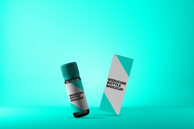 Download Premium PSD | Tilted medicine vial & box mockup