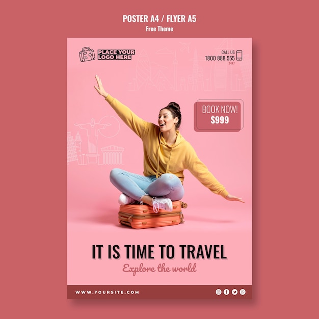 Download Free Psd Time To Travel Poster Template PSD Mockup Templates
