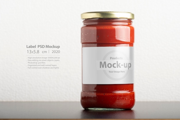 Download Premium PSD | Tomato paste glassy jar with round cap on ...