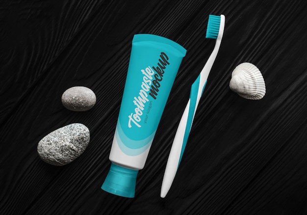 Download Toothpaste with toothbrush mockup | Premium PSD File