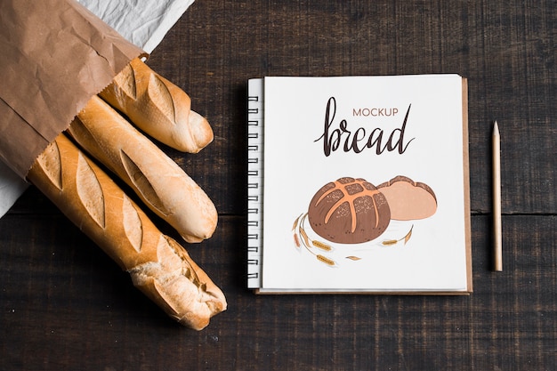 Free PSD | Top view of bakery concept mock-up