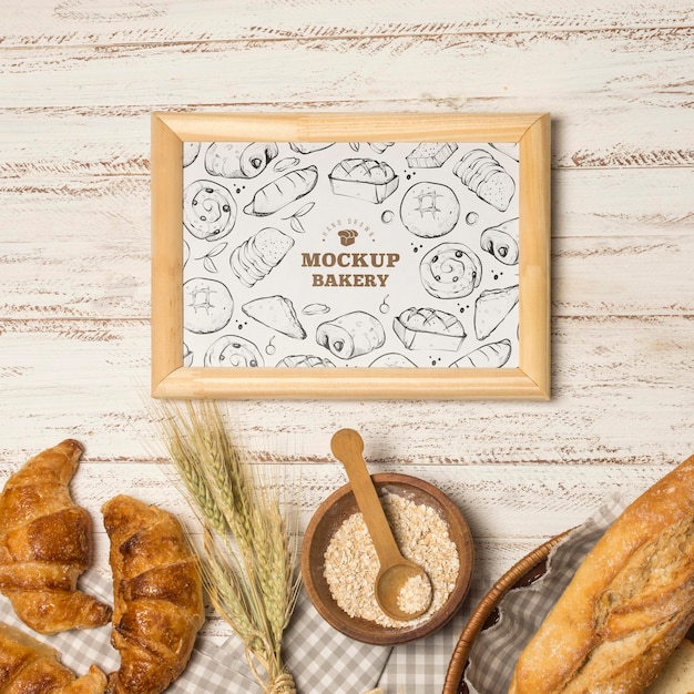 Download Free PSD | Top view of bakery concept mock-up