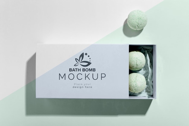 Download Free PSD | Top view bath bombs in box mock-up